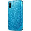 Кожаный чехол книжка GETMAN Mandala (PU) для Xiaomi Redmi 9A Синий (10450)