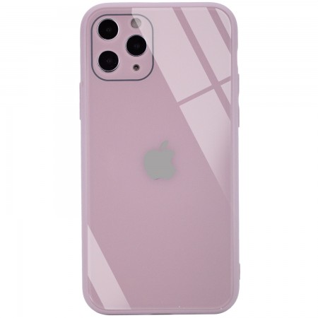TPU+Glass чехол GLOSSY Logo Full camera (opp) для Apple iPhone 11 Pro Max (6.5'') Розовый (10668)