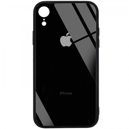 TPU+Glass чехол GLOSSY Logo Full camera (opp) для Apple iPhone XR (6.1'') Черный (10688)