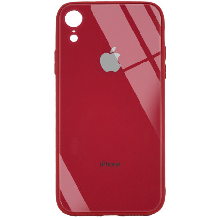 TPU+Glass чехол GLOSSY Logo Full camera (opp) для Apple iPhone XR (6.1'') Червоний (10689)