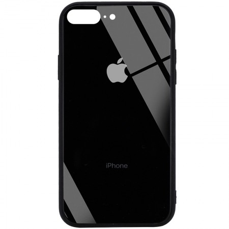 TPU+Glass чехол GLOSSY Logo (opp) для Apple iPhone 7 plus / 8 plus (5.5'') Черный (10702)