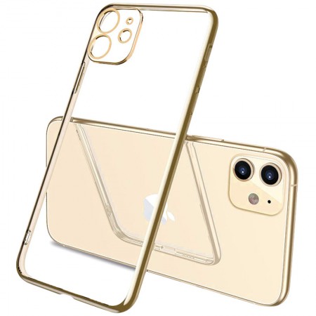 Прозрачный силиконовый чехол с глянцевой окантовкой Full Camera для Apple iPhone 11 (6.1'') Золотой (17529)