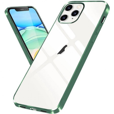 Прозрачный силиконовый чехол с глянцевой окантовкой для Apple iPhone 12 Pro / 12 (6.1'') Зелёный (10729)