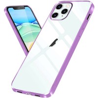 Прозрачный силиконовый чехол с глянцевой окантовкой для Apple iPhone 12 Pro Max (6.7'') Бузковий (10732)