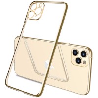 Прозрачный силиконовый чехол с глянцевой окантовкой Full Camera для Apple iPhone 11 Pro Max (6.5'') Золотий (17537)