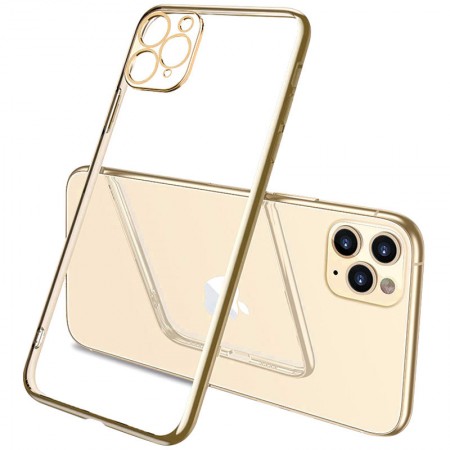 Прозрачный силиконовый чехол с глянцевой окантовкой Full Camera для Apple iPhone 11 Pro Max (6.5'') Золотой (17537)