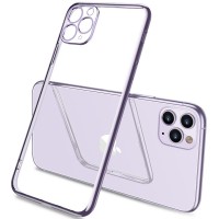 Прозрачный силиконовый чехол с глянцевой окантовкой Full Camera для Apple iPhone 11 Pro Max (6.5'') Бузковий (17539)