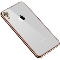 Прозрачный силиконовый чехол с глянцевой окантовкой Full Camera для Apple iPhone XR (6.1'') Золотой (10714)