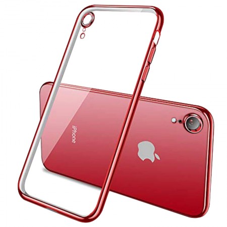 Прозрачный силиконовый чехол с глянцевой окантовкой Full Camera для Apple iPhone XR (6.1'') Красный (10715)
