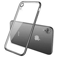 Прозрачный силиконовый чехол глянцевая окантовка Full Camera для Apple iPhone XR (6.1'') Чорний (22726)
