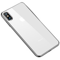 Прозрачный силиконовый чехол с глянцевой окантовкой Full Camera для Apple iPhone XS Max (6.5'') Серебристый (17559)