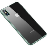 Прозрачный силиконовый чехол с глянцевой окантовкой Full Camera для Apple iPhone XS Max (6.5'') Зелёный (10742)