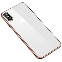 Прозрачный силиконовый чехол с глянцевой окантовкой Full Camera для Apple iPhone XS Max (6.5'') Золотой (17558)