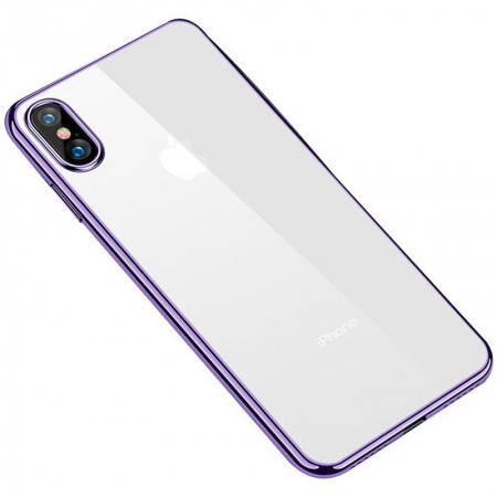 Прозрачный силиконовый чехол с глянцевой окантовкой Full Camera для Apple iPhone XS Max (6.5'') Сиреневый (10744)