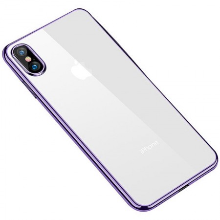 Прозрачный силиконовый чехол с глянцевой окантовкой Full Camera для Apple iPhone XS Max (6.5'') Бузковий (10744)