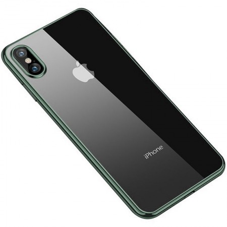 Прозрачный силиконовый чехол с глянцевой окантовкой Full Camera для Apple iPhone XS Max (6.5'') Зелёный (10746)