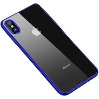 Прозрачный силиконовый чехол с глянцевой окантовкой Full Camera для Apple iPhone XS Max (6.5'') Синій (17560)
