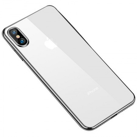 Прозрачный силиконовый чехол с глянцевой окантовкой Full Camera для Apple iPhone X / XS (5.8'') Серебристый (17556)