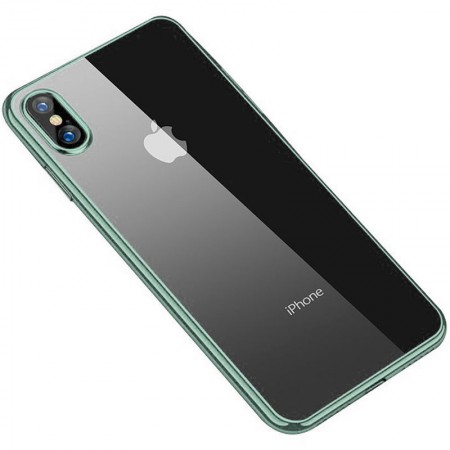 Прозрачный силиконовый чехол с глянцевой окантовкой Full Camera для Apple iPhone X / XS (5.8'') Зелёный (10739)