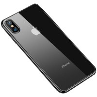 Прозрачный силиконовый чехол с глянцевой окантовкой Full Camera для Apple iPhone X / XS (5.8'') Черный (10740)