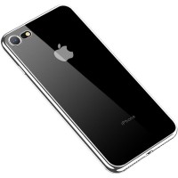 Прозрачный силиконовый чехол с глянцевой окантовкой Full Camera для Apple iPhone 7/8/SE(2020) (4.7'') Серебристый (17545)