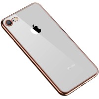 Прозрачный силиконовый чехол с глянцевой окантовкой Full Camera для Apple iPhone 7/8/SE(2020) (4.7'') Золотой (17543)