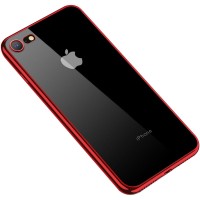 Прозрачный силиконовый чехол с глянцевой окантовкой Full Camera для Apple iPhone 7/8/SE(2020) (4.7'') Красный (17544)