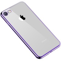 Прозрачный силиконовый чехол с глянцевой окантовкой Full Camera для Apple iPhone 7/8/SE(2020) (4.7'') Сиреневый (10737)