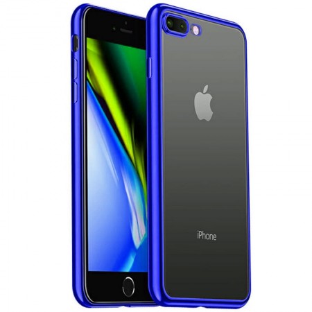Прозрачный силиконовый чехол с глянцевой окантовкой Full Camera для Apple iPhone 7 plus/8 plus (5.5) Синий (17553)