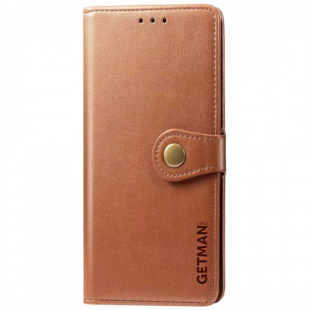 Кожаный чехол книжка GETMAN Gallant (PU) для Xiaomi Redmi Note 9 5G / Note 9T Коричневый (12976)