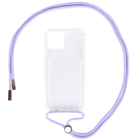 Чехол TPU Crossbody Transparent для Apple iPhone 12 Pro / 12 (6.1'') Бузковий (11051)