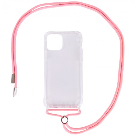 Чехол TPU Crossbody Transparent для Apple iPhone 12 Pro / 12 (6.1'') Розовый (11055)