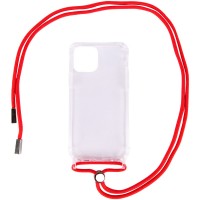 Чехол TPU Crossbody Transparent для Apple iPhone 12 Pro / 12 (6.1'') Червоний (11046)