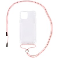Чехол TPU Crossbody Transparent для Apple iPhone 12 Pro / 12 (6.1'') Рожевий (11048)
