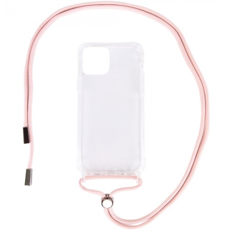 Чехол TPU Crossbody Transparent для Apple iPhone 12 Pro / 12 (6.1'') Розовый (11048)