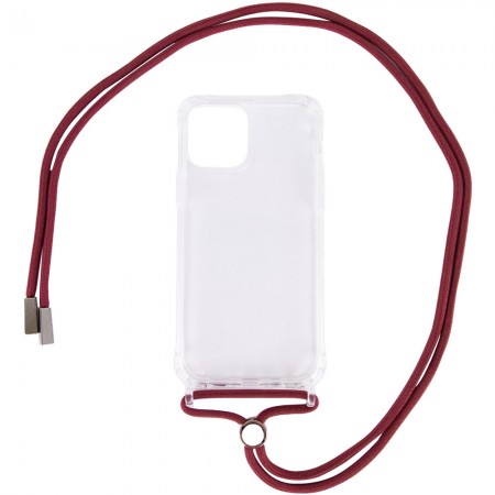 Чехол TPU Crossbody Transparent для Apple iPhone 12 mini (5.4'') Красный (11078)
