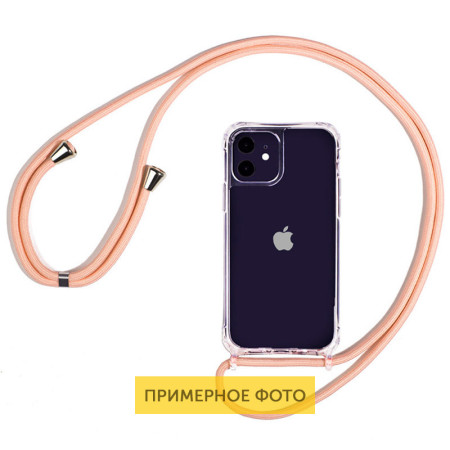 Чехол TPU Crossbody Transparent для Apple iPhone 7 / 8 / SE (2020)(4.7'') Персиковий (11161)