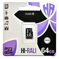 Карта памяти Hi-Rali microSDXC (UHS-3) 64 GB Card Class 10 без адаптера Чорний (14491)