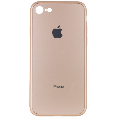 TPU+Glass чехол GLOSSY Logo Full camera для Apple iPhone 7 / 8 / SE (2020) (4.7'') Золотой (11398)