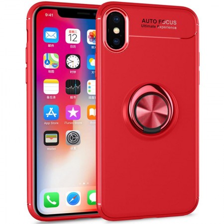 TPU чехол Deen ColorRing под магнитный держатель (opp) для Apple iPhone XS Max (6.5'') Красный (11608)