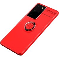 TPU чехол Deen ColorRing под магнитный держатель (opp) для Samsung Galaxy S21 Ultra Червоний (11616)