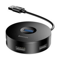 Перехідник HUB Baseus Round Box USB to USB 3.0 + 3USB 2.0 (1m) (CAHUB) Чорний (38220)