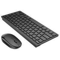 Набор клавиатура (кир.) + мышь Hoco DI05, беспроводной Чорний (15039)