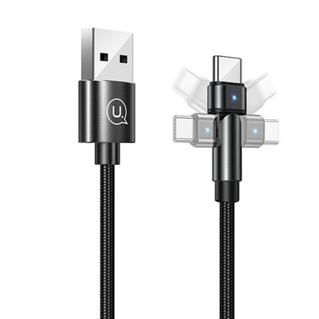 Дата кабель USAMS US-SJ477 U60 Rotatable USB to Type-C (1m) Черный (14458)