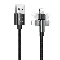 Дата кабель USAMS US-SJ476 U60 Rotatable USB to Lightning (1m) Чорний (14457)