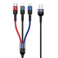 Дата кабель Usams US-SJ412 U26 3in1 USB to Combo 2A (3m) Черный (14461)