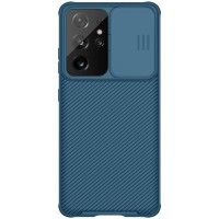 Карбоновая накладка Nillkin Camshield (шторка на камеру) для Samsung Galaxy S21 Ultra Синій (28091)
