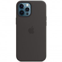 Чехол Silicone case (AAA) full with Magsafe для Apple iPhone 12 Pro / 12 (6.1'') Чорний (15137)