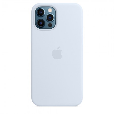 Чехол Silicone case (AAA) full with Magsafe для Apple iPhone 12 Pro / 12 (6.1'') Голубой (22446)