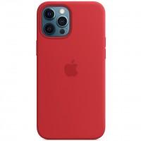 Чехол Silicone case (AAA) full with Magsafe для Apple iPhone 12 Pro / 12 (6.1'') Червоний (15133)